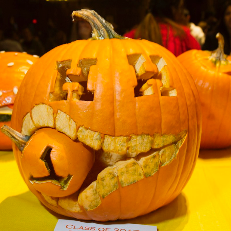harvard carved pumpkin